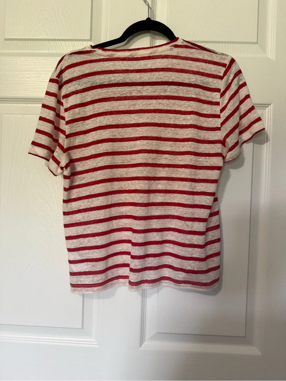 J. Crew NWT 100% Linen Red Striped Short Sleeve Tee- S - Picture 5 of 7